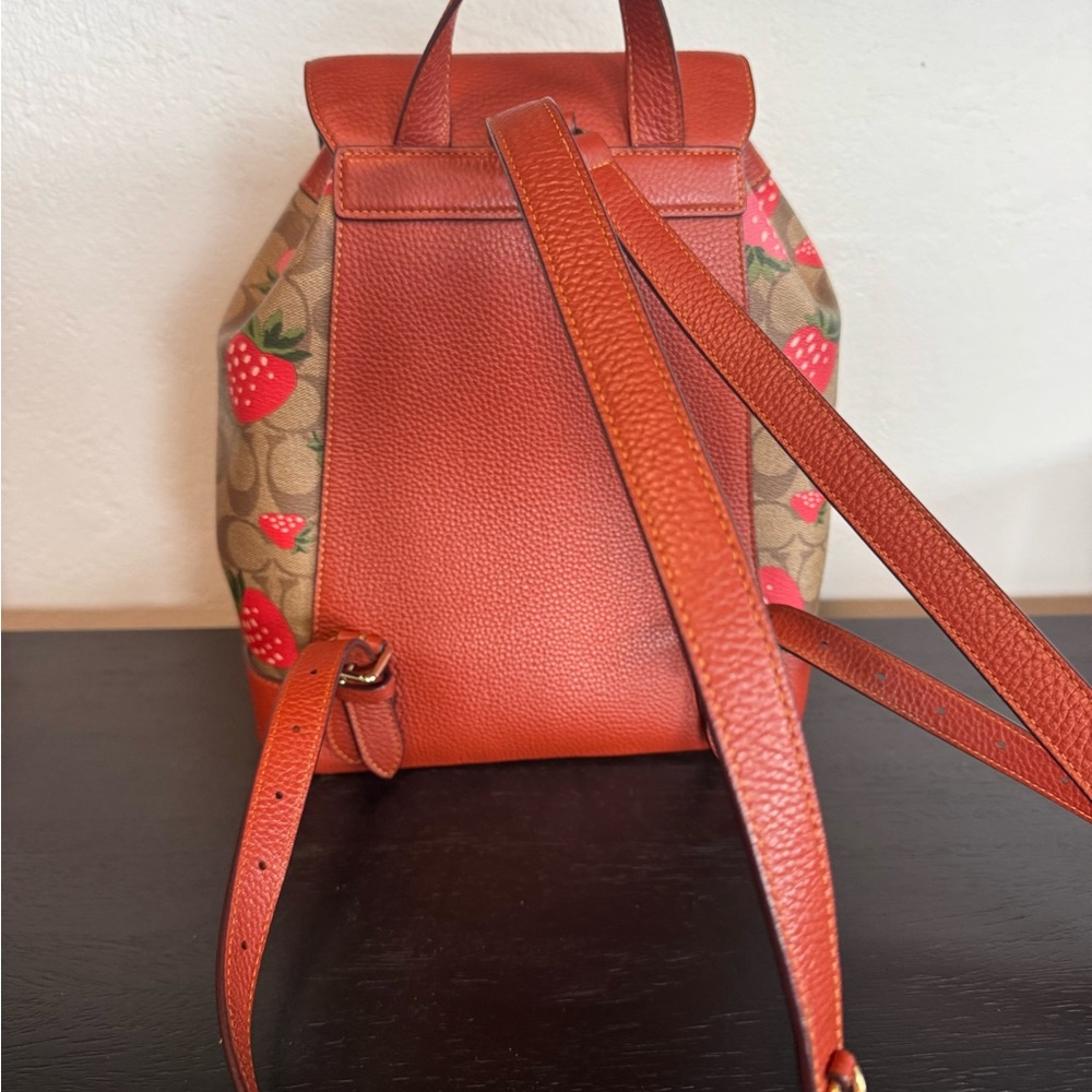 Coach Red and Tan Backpack with Signature Design - Picture 2 of 6
